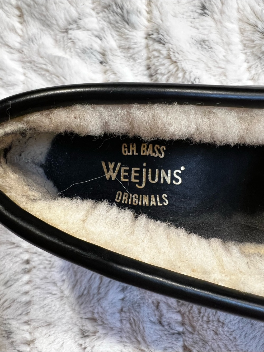 G.H. Bass Weejuns Whitney Black Leather Faux-Shearling Penny Loafers Sz-7 - Picture 8 of 10